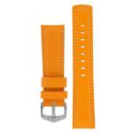Carbon Embossed Water-resistant Leather Watch Strap In Orange - 20MM Silver