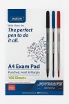 Marlin A4 Exam Pad 100 Sheets Punched Feint & Margin
