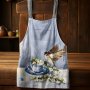 Bird In Floral Tea Set By Juanette Menderoi Medium Length Apron