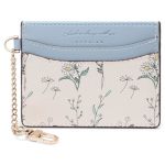 Sendefn Slim Credit Card Holder For Women Flower Front Pocket Wallet Case With Keychain