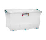 Clear Clip & Lock Storage Box With Wheels - 50L