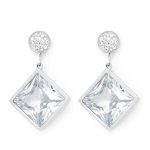 Stainless Steel Diamond Shaped Hanging Earrings
