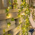 Solac Solar Ivy Fairy Lights: 10.06METER 100 LED Solar Vine Outdoor String Lights 8 Modes Green Artificial Ivy Leaf Plants Diy A
