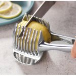 Stainless Steel Multi-functional Fruit Slicer - Handheld Lemon Orange & Tomato Cutter With Built-in Peeler - Perfect For Bbqs &