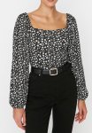 Fitted Blouse - Black Floral Print