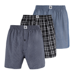 Men&apos S 3 Pack Gingham & Check Navy black Boxers