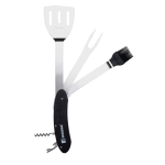 5-IN-1 Stainless Steel Bbq Multi Tool Set With Black Wooden Handle