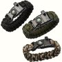 Survival Bracelet With Whistle And Compass - Multifunctional Outdoor Gear Universal Fit Polyester Blend Paracord Wristband Emergency Weaving Equipment For Camping & Hiking Tensile