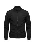 Men's Solid Bomber Jacket With Pockets Casual Baseball Collar Zip Up Long Sleeve Sports Outwear For Outdoor