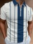 Men's Casual Summer Shirt Black And White Striped Print Short Sleeve Zipper Collar T-Shirt 3D Print High Golf Polo Shirt