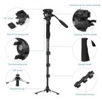 Weifeng WF-3958M Professional Portable Aluminum Alloy Camera Monopod With Fluid Pan Head - Default