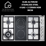 ELBA Alterum Stainless Steel 4BURNER Gas + 2 Plate Ceran Hybrid Hob - 90CM
