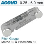 Accud Pitch Gauge Metric 60 And Whitworth 55 0.25-6.0MM 4-62TPI AC925-062-52