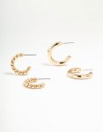 Goldair Gold Twisted & Round Hoop Earrings 2-PACK