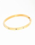 Waterproof Gold Plated Stainless Steel Diamante Hinged Bangle