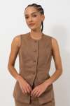 Suede Waistcoat - XL Brown