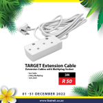 TT-F03-3M Bk Target Electrical Extension Cord 3M Multiplug 2 Ways Black