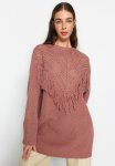 Tassel Detail Boho Sweater - Dried Rose