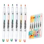 Double Tip Highlighter Pens Macaron Color Markers Midliner Pastel Highlighters Stationery Set Of 6 Visible Dual-ended Highlighte