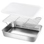 Kitchen Stainless Steel Cooking & Cooling Roasting Tray With Lid 3 Piece - 31CM