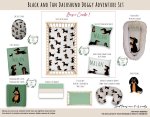 Cot Duvet Bedding Dog Black And Tan Dachshund Doggy Adventure Set