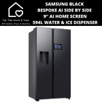 Samsung Black Bespoke Ai Side By Side 9 Ai Home Screen - 594L Water & Ice Dispenser