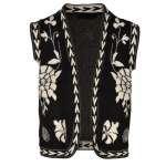 Flocked Flower Heart Border Gilet - Black Free