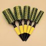 1PC Round Hair Brushes For Styling And Blow Drying Ceramic-coated Barrel With Bristles Pointed Tail Handle For Sectioning Heat-resistant For All Hair Types Yellow