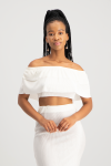 Laura Plisse Off-shoulder Top - Ivory - S