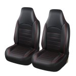 Universal Pu Leather Car Seat Covers High Back Bucket Seat Cover Set For Most Cars Trucks Suvs And Van With Red Trim All-season 