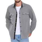 Mens Quilted Shirt Jacket Lightweight Long Sleeve Snap Button Shacket Warm Fall Winter Coat With Pockets Men's Jackets For Fall