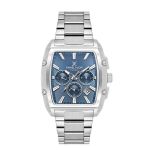 Men Silver Metal Blue Dial Chrono Watch DK1138013