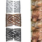 Swovo Vintage Bead Stretchy Hair Clips - Crystal Stretch Pearl Hairpins Jewelry & Decoration 3 PC