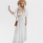 Women's White Beach Cover-up With Tie Detail