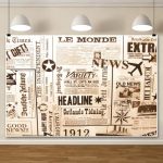 Chloroplastid 7X5FT Vintage Newspaper Backdrop Retro Old Newspaper Style English Letters Historic Culture Photography Background