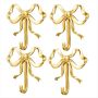 4 Pcs Valentine's Day Wall Decor Gold Bow Knot Hooks Brass Bow Wall Door Ha