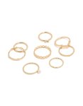 Goldair Gold Pearl & Thin Mixed Stacking Rings 3-PACK - S m
