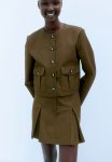 Pleated Twill Skirt - Green