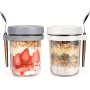 12OZ Overnight Oats Glass Jar With Lid & Spoon - Leakproof Bpa-free Food Storage Container For Yogurt Milk Salad - Perfect For School Office