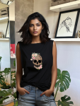 Floral Skull Vest - Black - Small