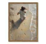 Jesus Hugging Woman Wall Art Jesus On The Beach Wall Decor 3D Textured Hand Drawn Sandstone Christian Decor Painting Footprints
