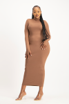 Yolanda Poloneck Bodycon Dress - Mocha - M