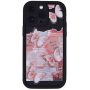 Black - Phone Case With Bubble Edge & Pink Newspaper Print - Iph 14 Pro Max