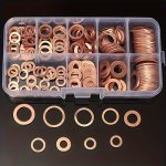 100PCS Copper Washer Gasket Nut And Bolt Set Flat Ring Seal Assortment Kit With Box M5 M6 M8 M10 M12 M14 For Sump Plugs