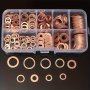 100PCS Copper Washer Gasket Nut And Bolt Set Flat Ring Seal Assortment Kit With Box /M5/M6//M8/M10/M12/M14 For Sump Plugs