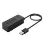 Orico 4 Port USB2.0 Hub Black|micro USB Power Adapter Not Included - Black