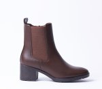 Block Heeled Ankle Boot - 8 Brown