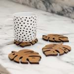 Monstera Leaf Wooden Coasters Set Of 4