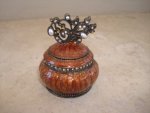 Brown Enamel Box Fancy Top 6X5CM