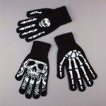 1 Pair Full-finger Outdoor Unisex Cycling Gloves Fashionable Skeletal Design Stretch Knit Gloves For Comfort Fit Halloween Costu